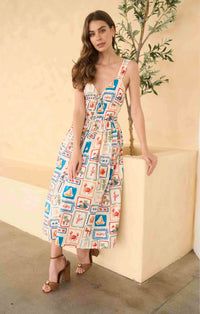 Moon River Nautical Sweetheart Midi Dress