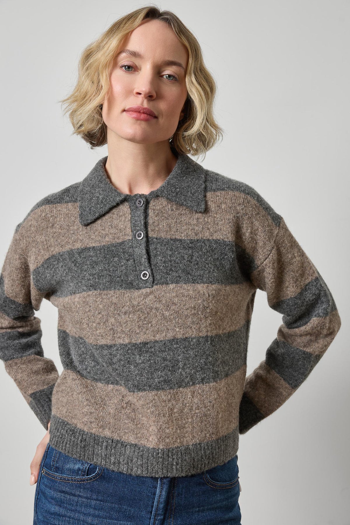 Lilla P Striped Polo Sweater