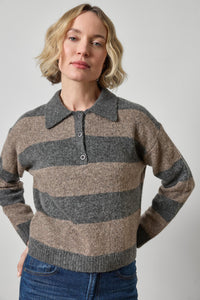 Lilla P Striped Polo Sweater