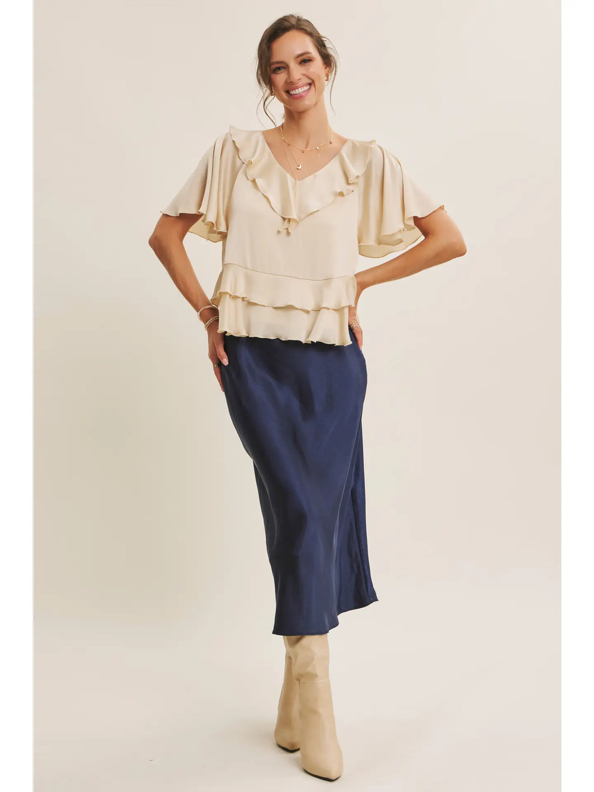 In February Silky Satin Bias Cut Maxi Skirt