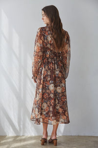 By Together Floral Print Mock Flare Midi Dress