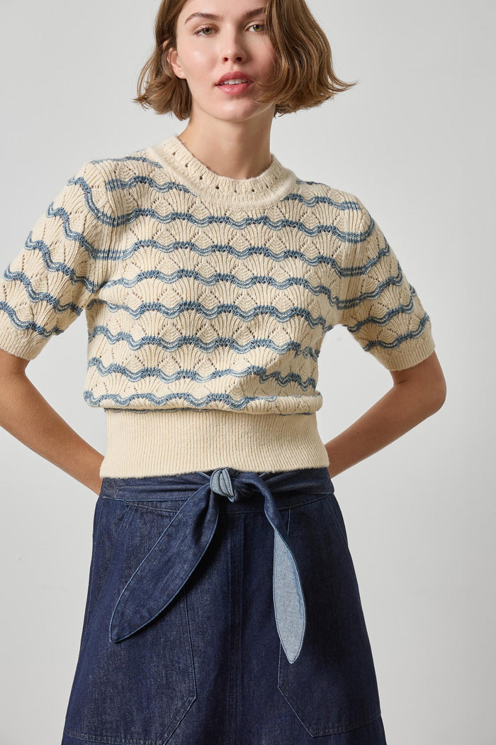Lilla P Short Sleeve Multi Stitch Sweater