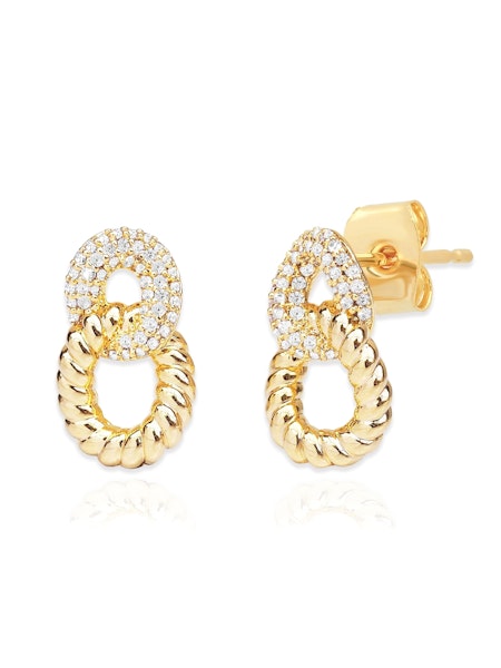 Tai Pave Rope Link Gold Studs