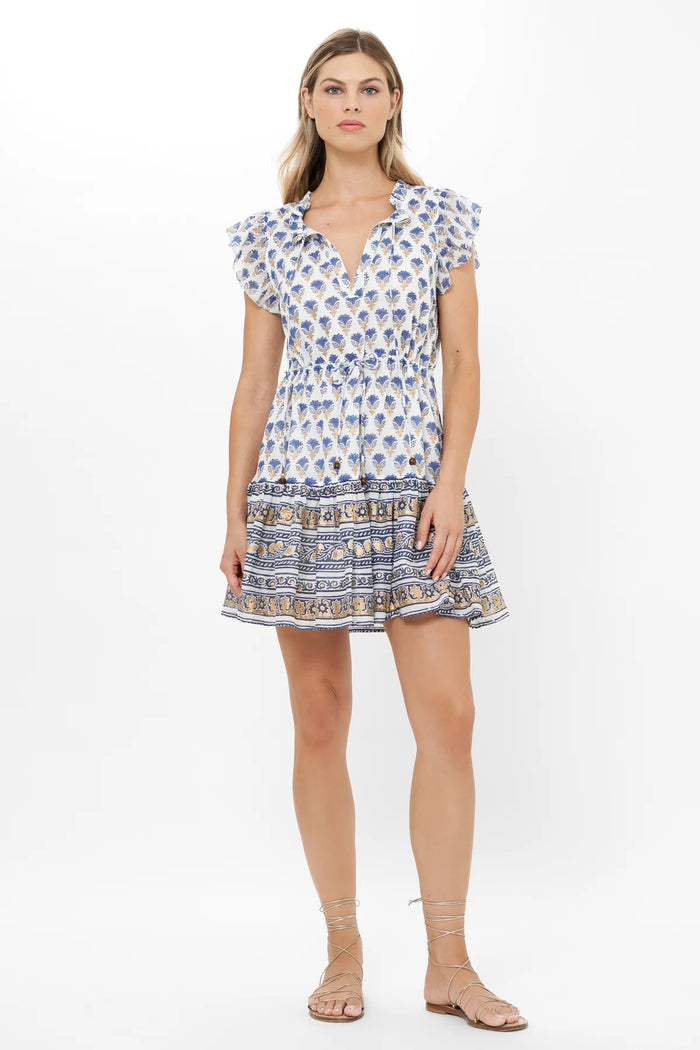 Oliphant Cinched Flirty Short Dress Lotus Navy