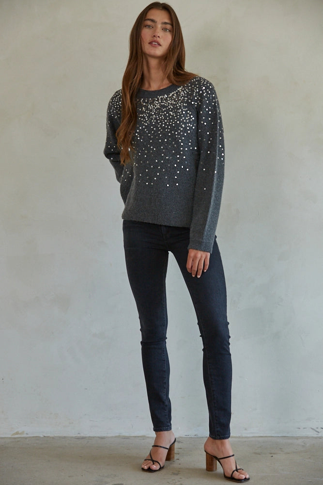 By Together Ribbed Sequin Crew