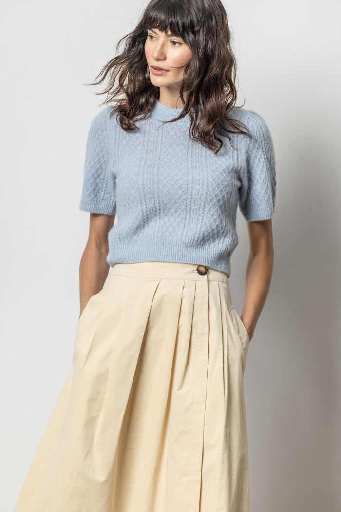 Lilla P Cropped Alpaca Cable Sweater