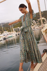Oliphant V-Neck Maxi Dress Taj Aqua