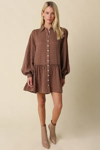 Olivaceous Caden Plaid Shirt Mini Dress