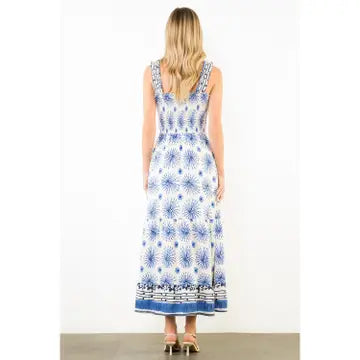 THML Floral Print Ruffle Strap Midi Dress