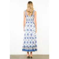 THML Floral Print Ruffle Strap Midi Dress