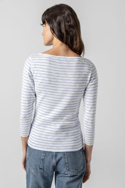 Lilla P 3/4 Sleeve Striped Boatneck