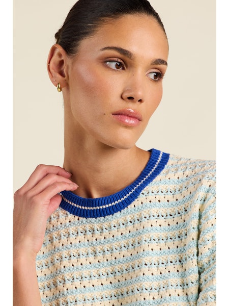 Trovata Birds of Paradis Jules Aqua Stripe Sweater