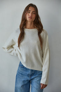 By Together Rolled Round Neck Sweater Off White