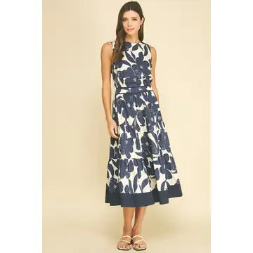 Pinch Floral Print Tiered Midi Skirt