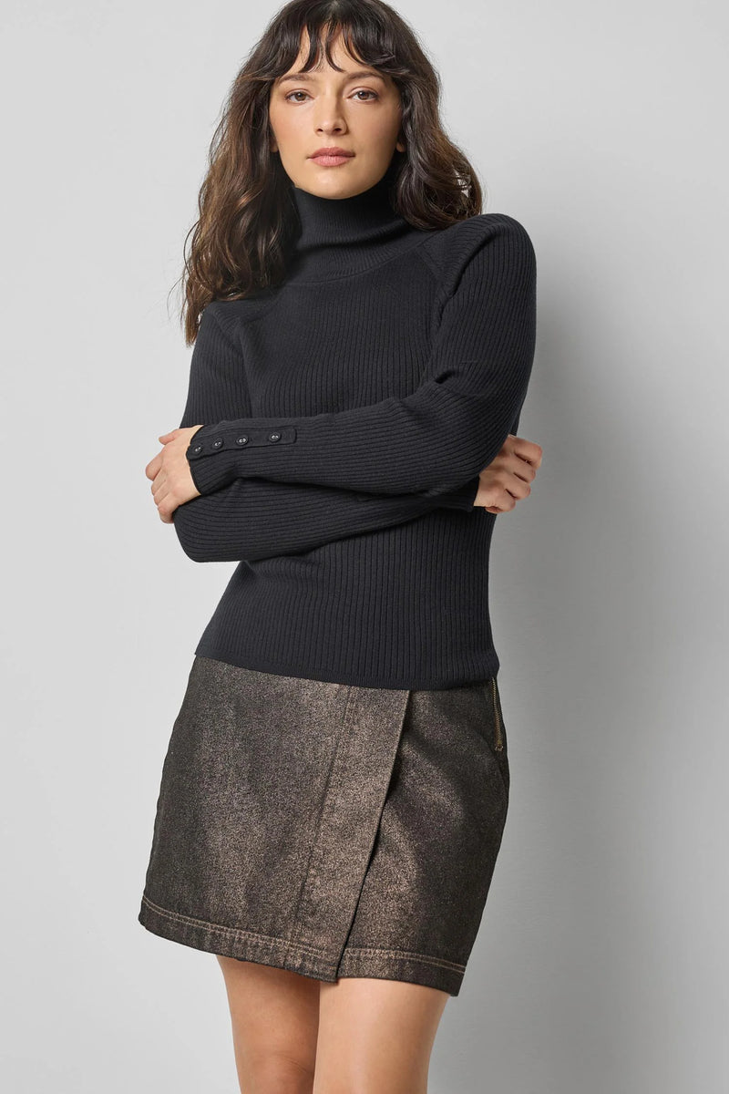Lilla P Cotton Cashmere Slim Rib Turtleneck