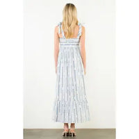 THML Tie Strap Square Neck Print Maxi Dress