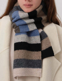 Contrast Striped Wool Knit Scarf