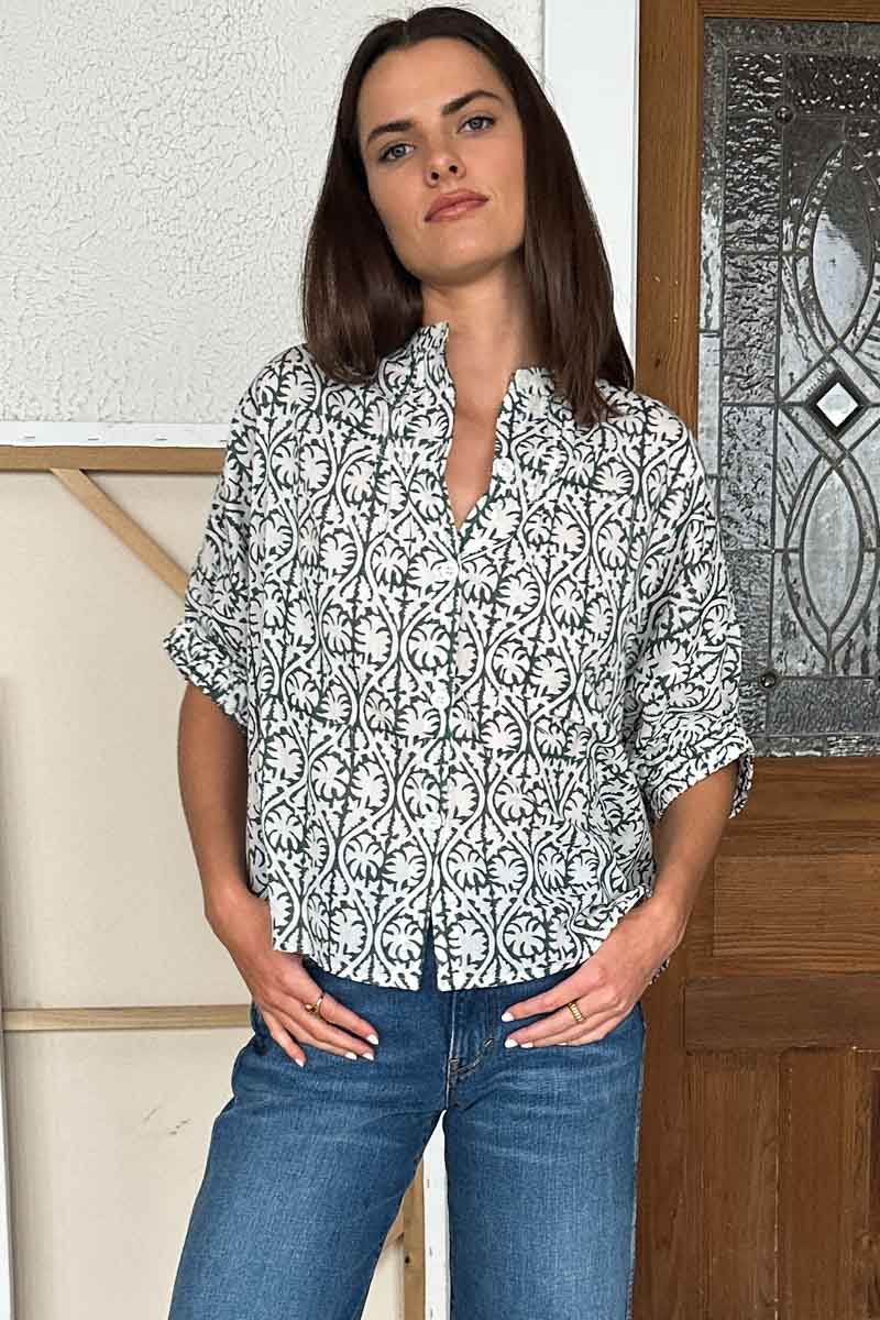 Emerson Fry Mandarin Collar Top