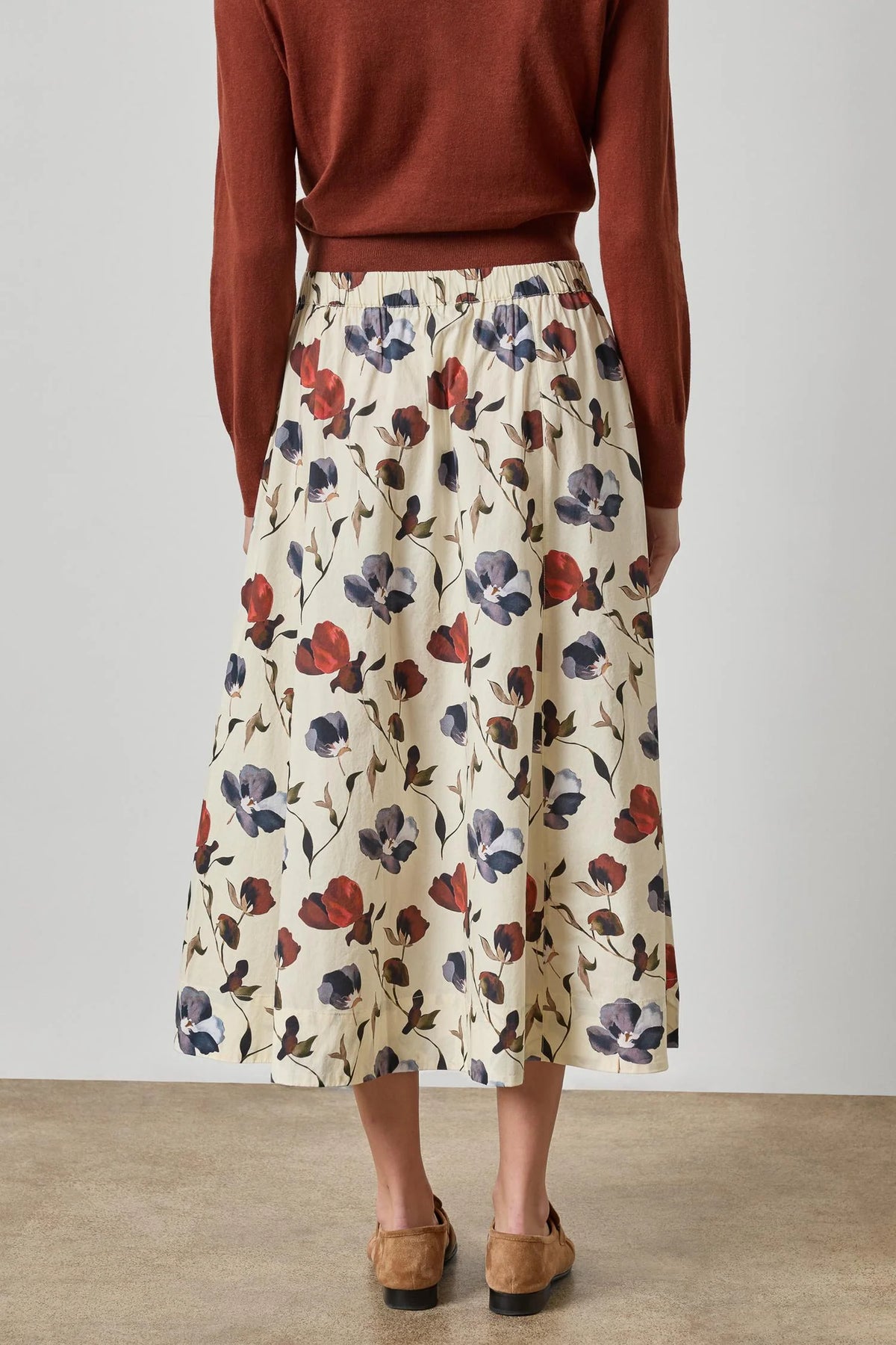Lilla P Blue Poppy Print Paneled Skirt