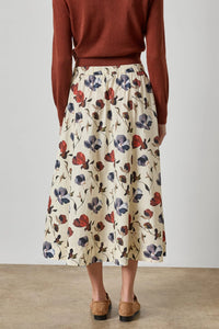 Lilla P Blue Poppy Print Paneled Skirt