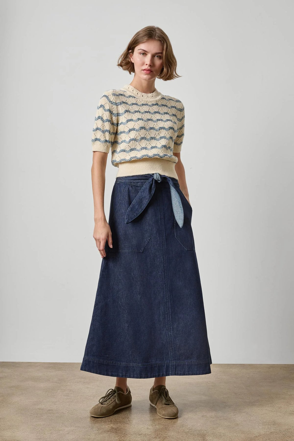 Lilla P Short Sleeve Multi Stitch Sweater