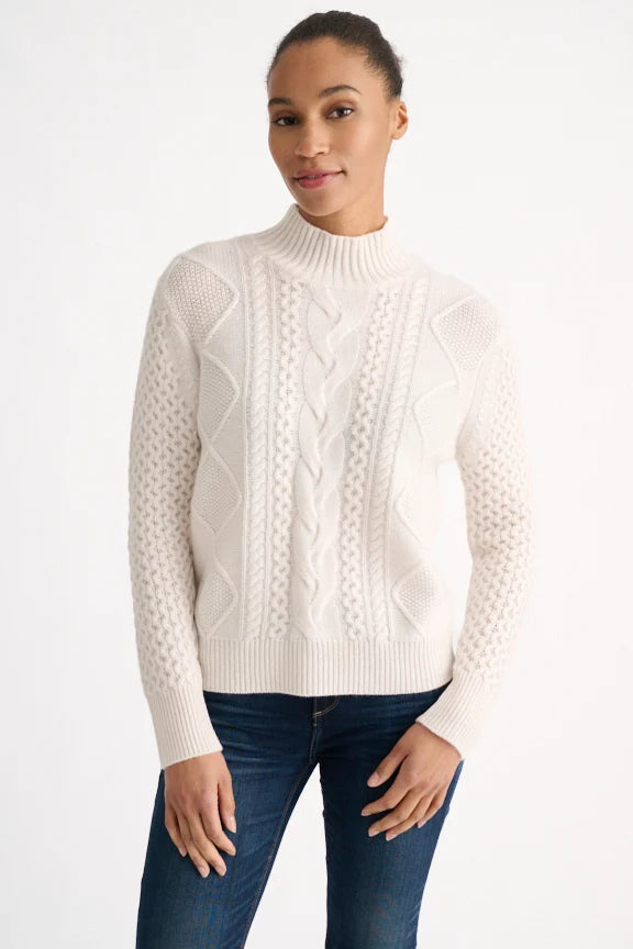 Kinross Mixed Cable Mock Neck Sweater