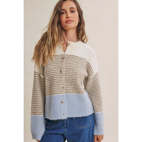 In February Stripe Colorblock Cardigan