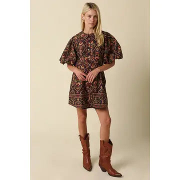 Olivaceous Veda Paisley Mini Dress