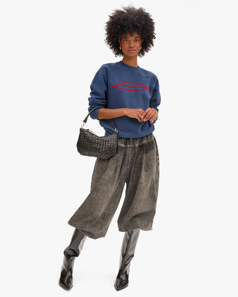 Clare V Petit Moyen Messenger Black Woven Bag