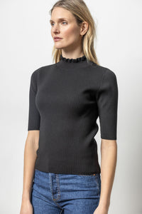 Lilla P Ruffle Mock Neck Sweater