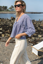 Navy White Seersucker