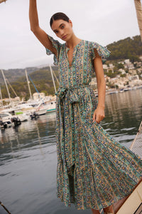 Oliphant V-Neck Maxi Dress Taj Aqua