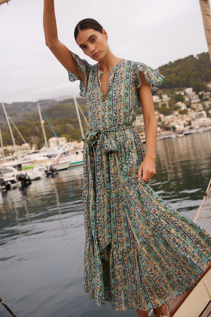 Oliphant V-Neck Maxi Dress Taj Aqua