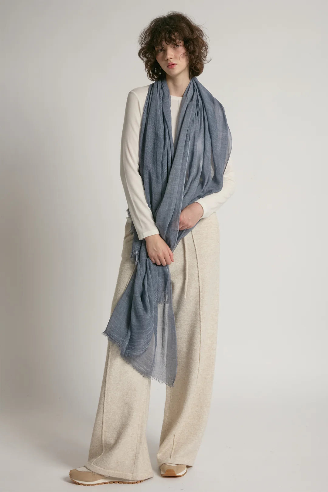 Common Knit Sheer Cotton Long Scarf