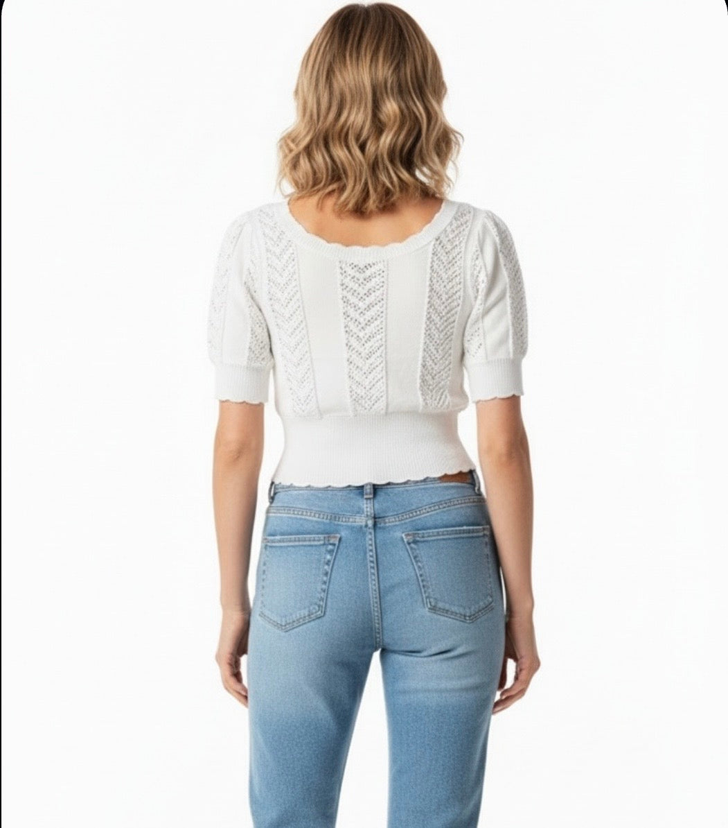 Autumn Cashmere Scoop Neck Pointelle Sweater