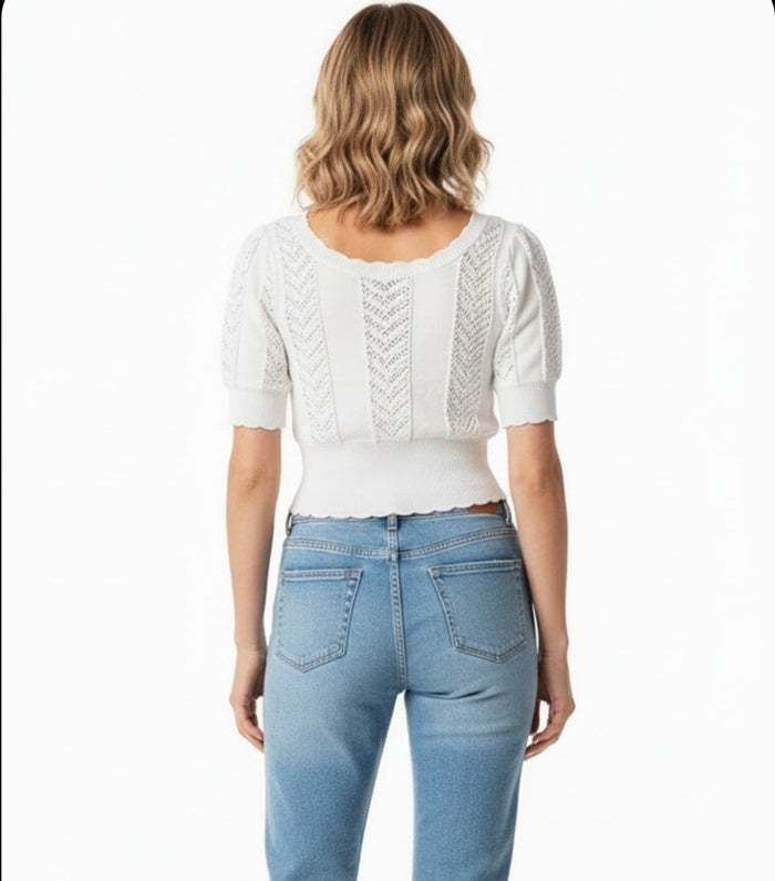 Autumn Cashmere Scoop Neck Pointelle Sweater