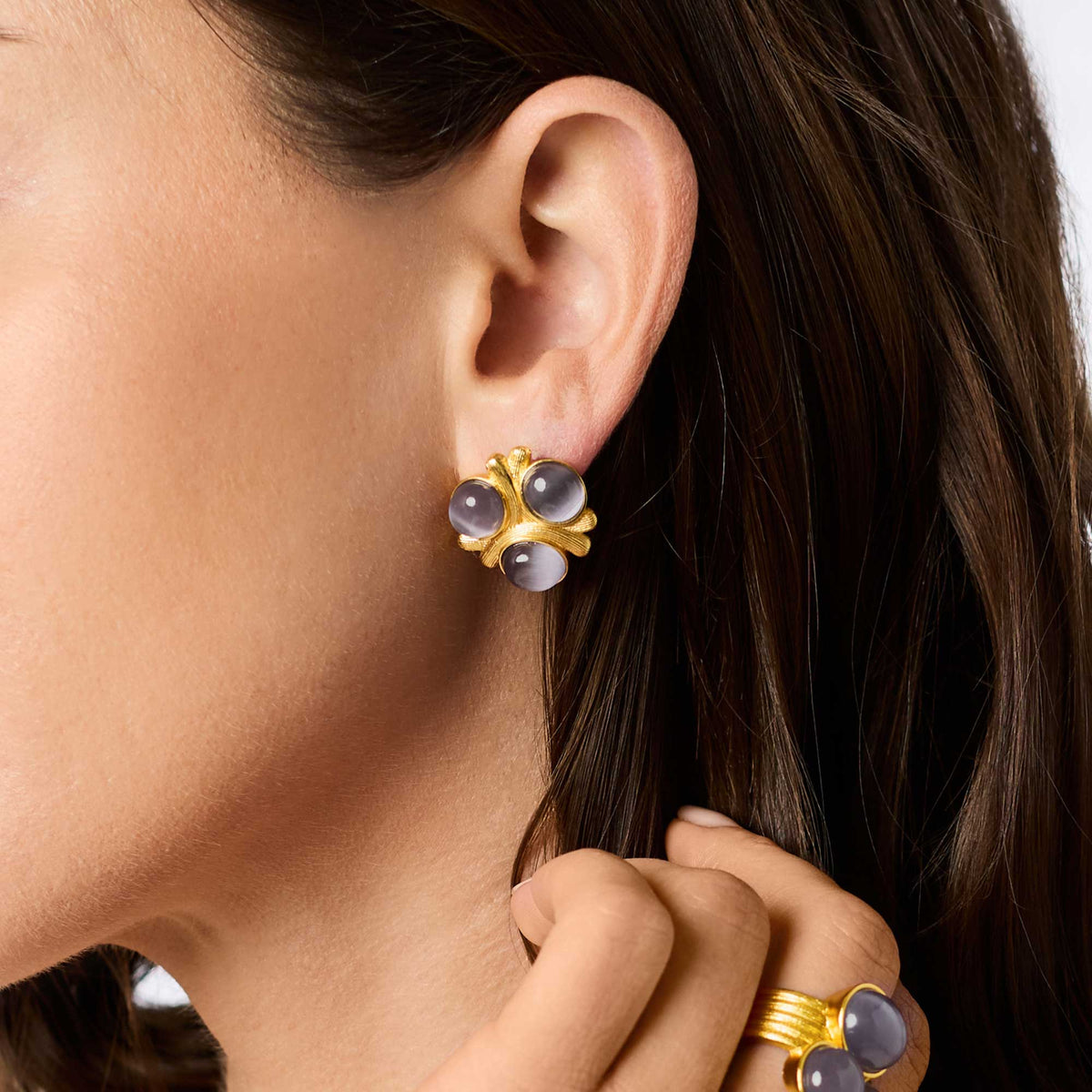 Julie Vos Cobblestone Multi Stone Statement Stud Earring