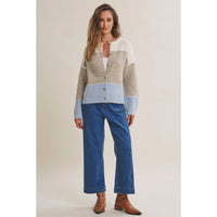 In February Stripe Colorblock Cardigan