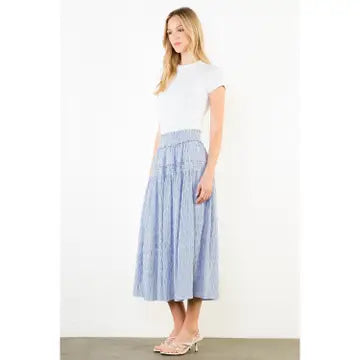 THML Striped Smocked Skirt