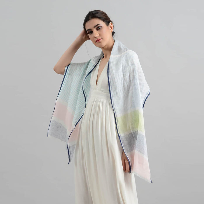Sadhu Collective Pastel Whisper Handwoven Linen Scarf