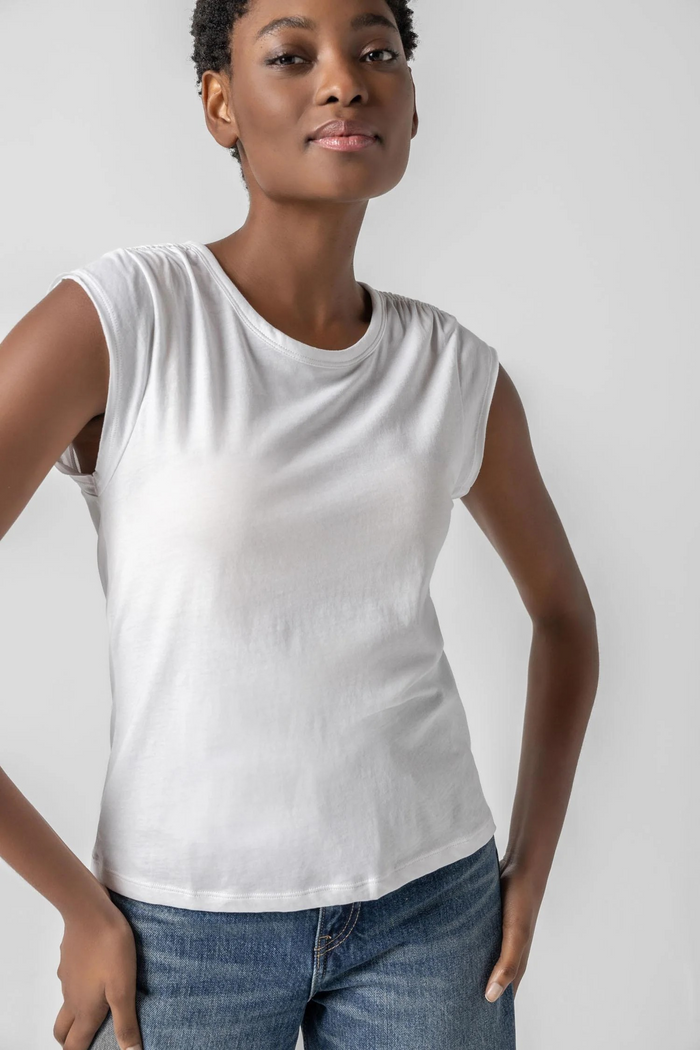 Lilla P Shirred Shoulder Tee