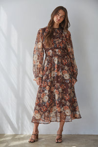 By Together Floral Print Mock Flare Midi Dress