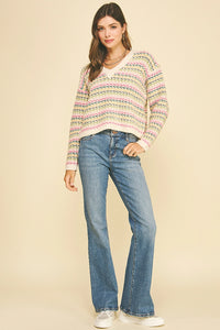 Pinch Multi Stripe Cropped Sweater