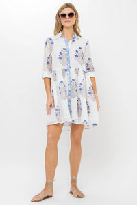 Oliphant Long Sleeve Mini Shirt Dress Laguna Blue