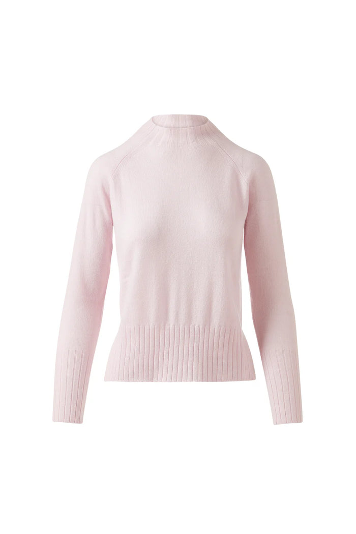 Kinross Hi Low Rib Trim Funnel Neck Sweater