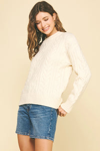 Pinch Cable Knit Crew Sweater