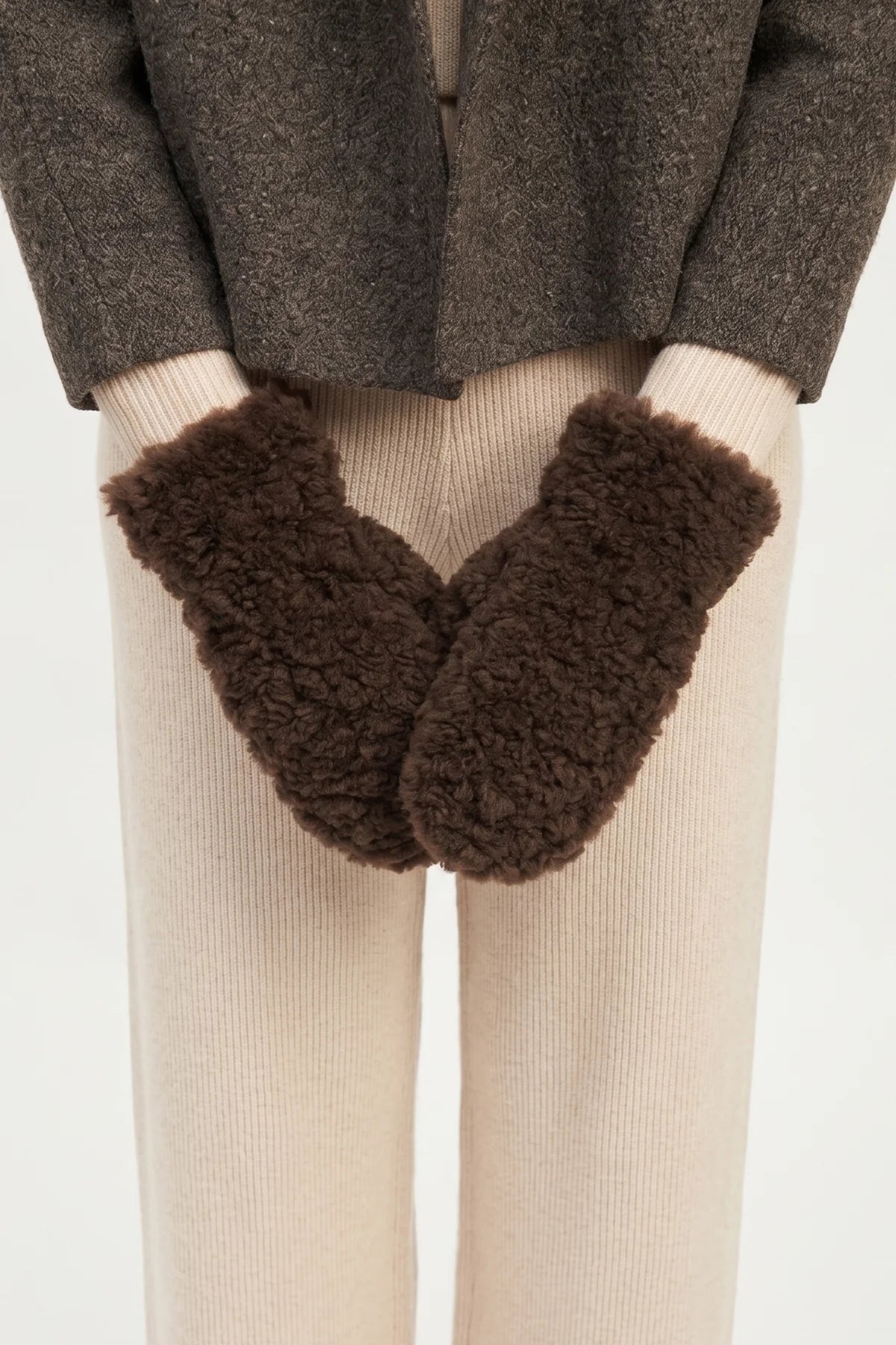 Common Knit Faux Shearling Curly Mittens