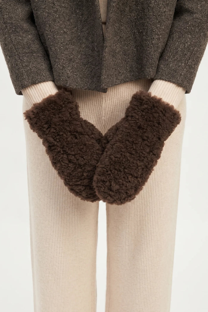 Common Knit Faux Shearling Curly Mittens