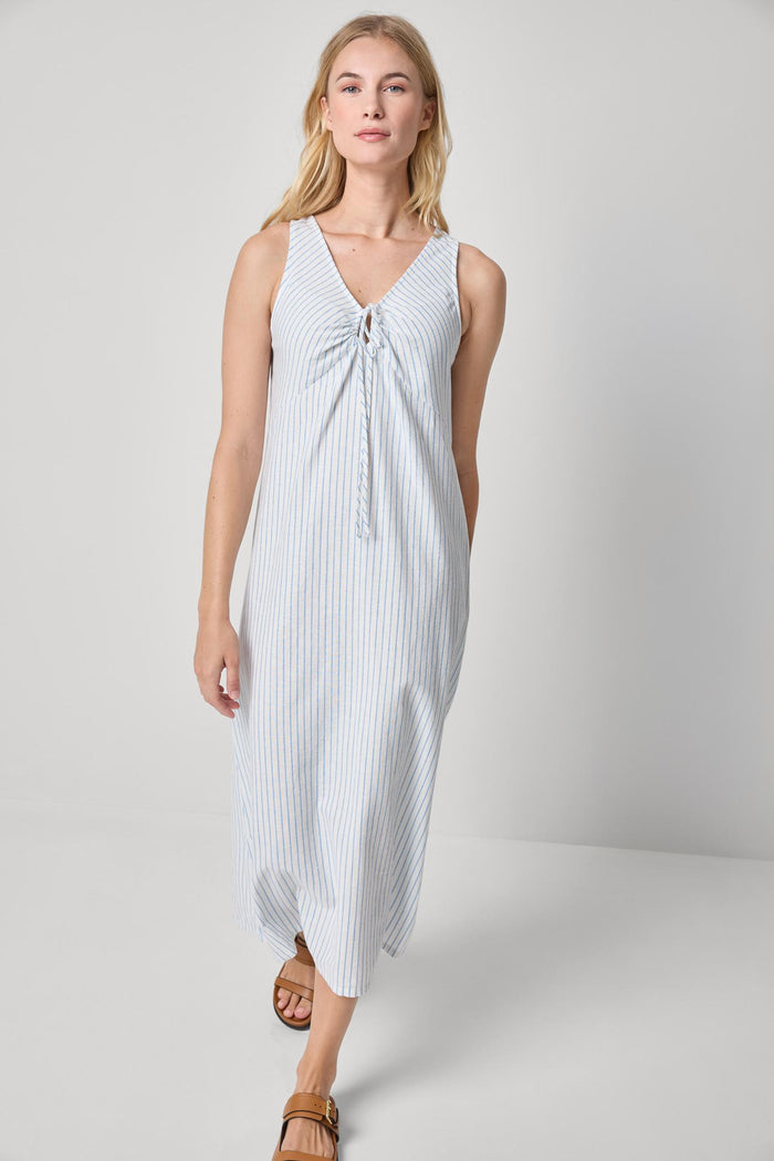 Lilla P Striped Keyhole Midi Dress