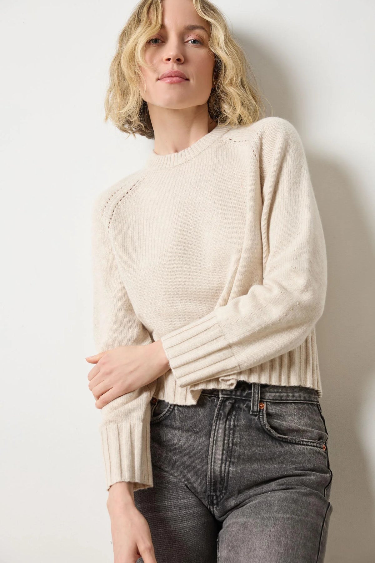 LIlla P Saddle Sleeve Crew Sweater